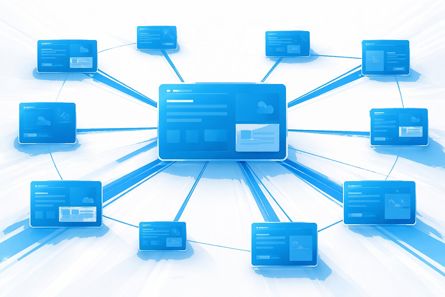 Illustration of many connected blogs linking back to one website