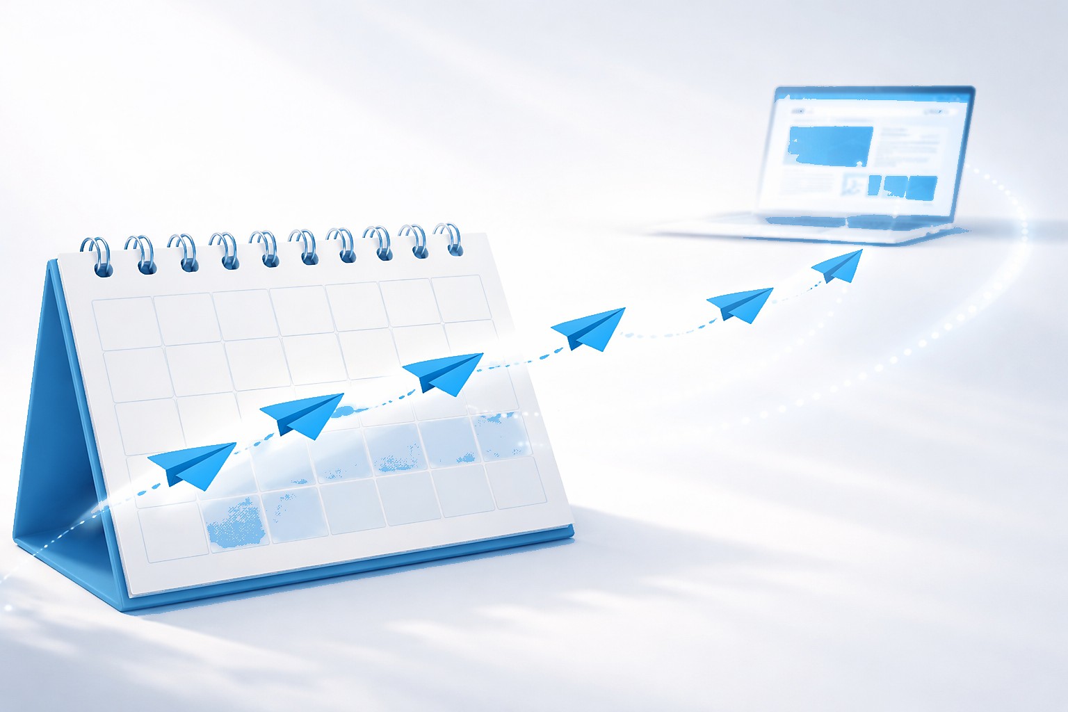A steady weekly rhythm of articles being published over a calendar