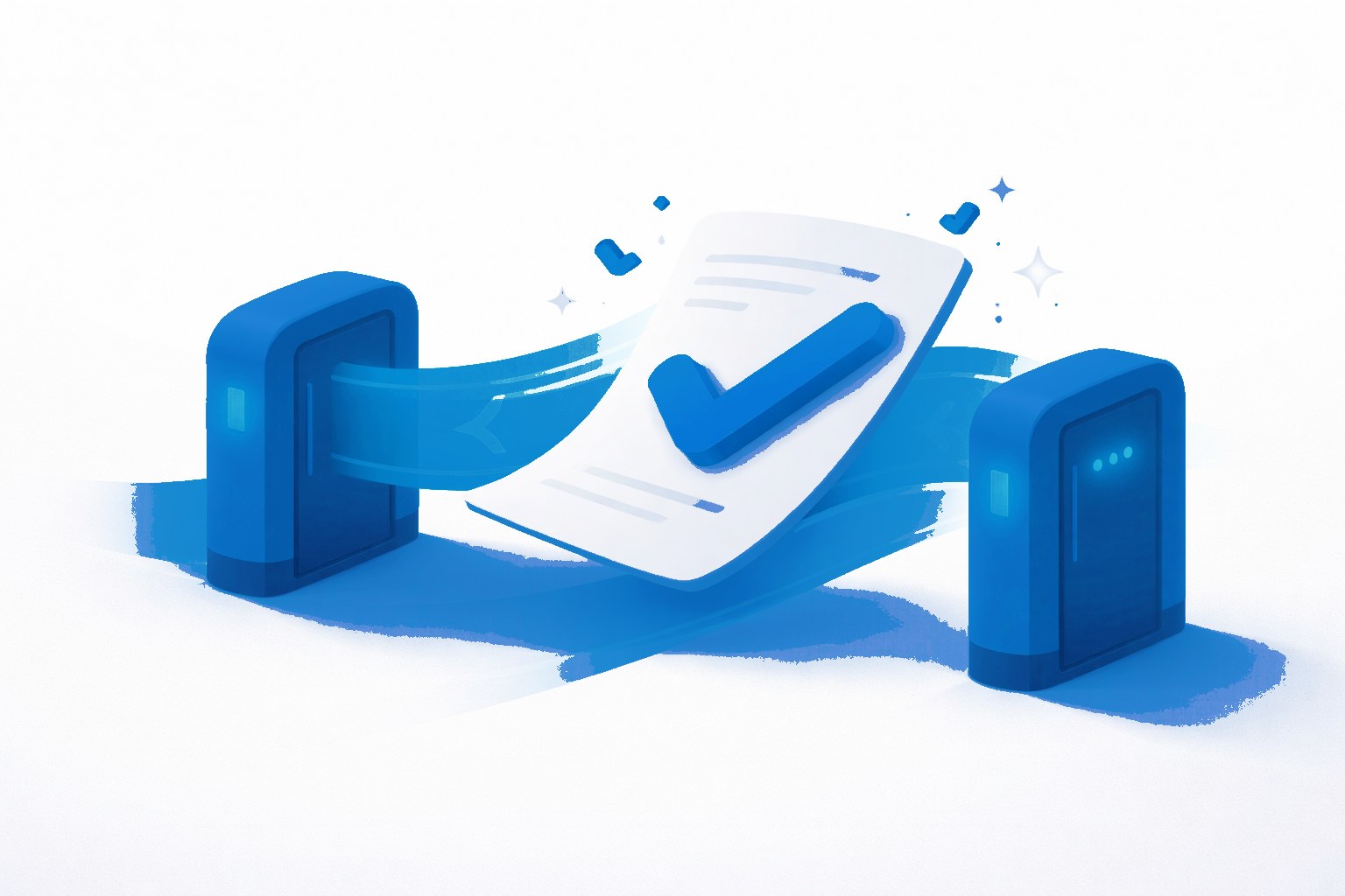 Illustration of content passing a quality check